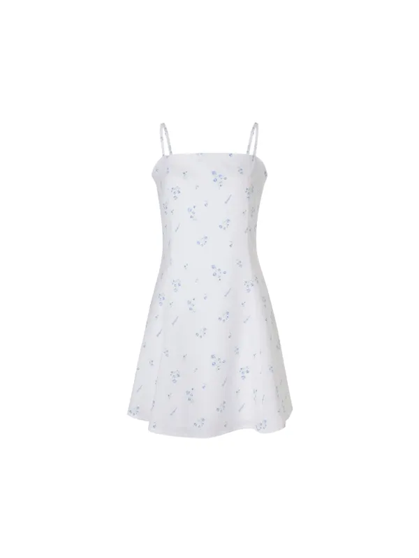 Floral flare dress (White)