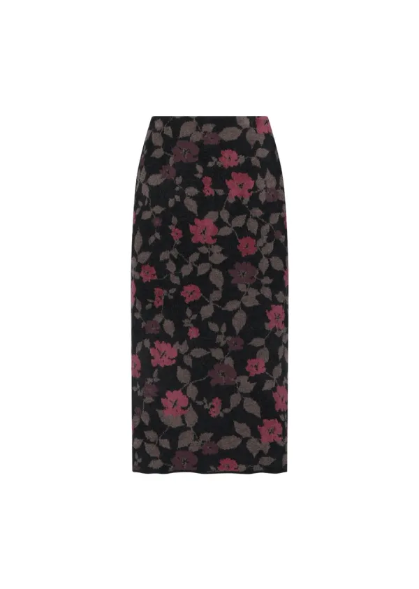 Floral jacquard skirt, Black