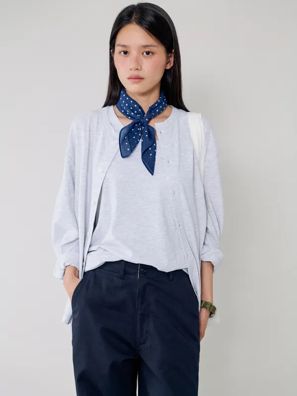 Isaac cotton cardigan_melange white