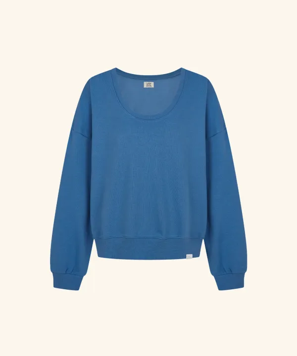 [9/22 11:00am Coming soon] Letters Deep U-Neck Sweatshirt (Blue)