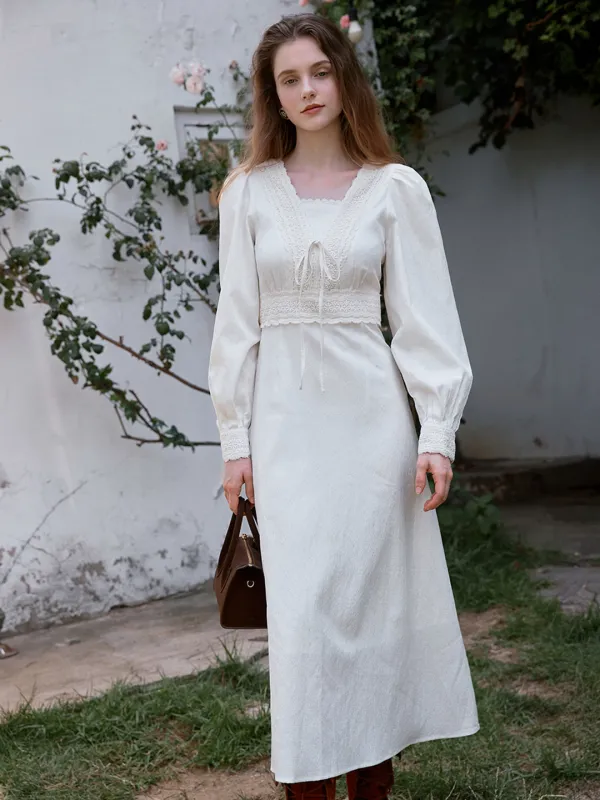 KYRA jacquard lace dress_ivory