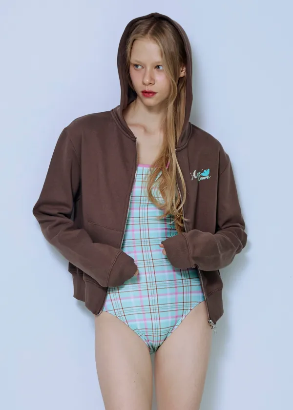 Aqua Heart Hood Zip Up_Brown