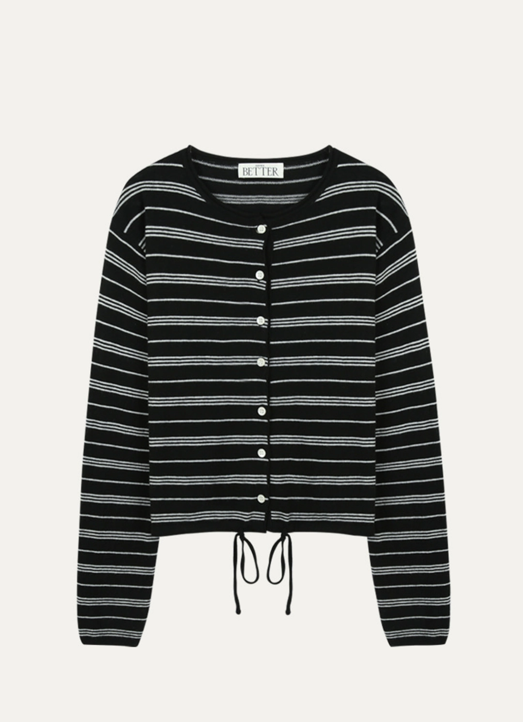 노운베러 Multi stripe string knit cardigan [KNFW01CD03]_Black 상품 이미지 3