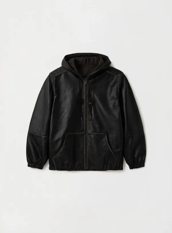 게드 - FADED LEATHER HOOD JACKET