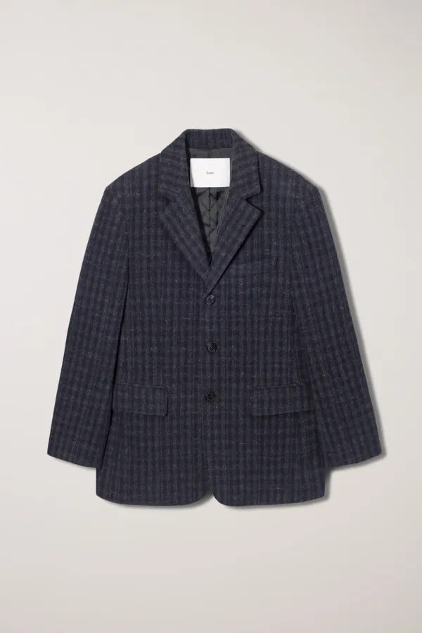 UNISEX 3 BUTTON WOOL CHECK JACKET CHECK