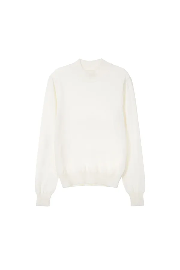 Wool Cotton Turtle Neck, Ivory