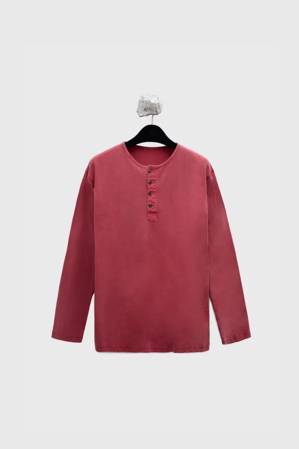 Garment Dyed Henley Neck L/S T-shirt