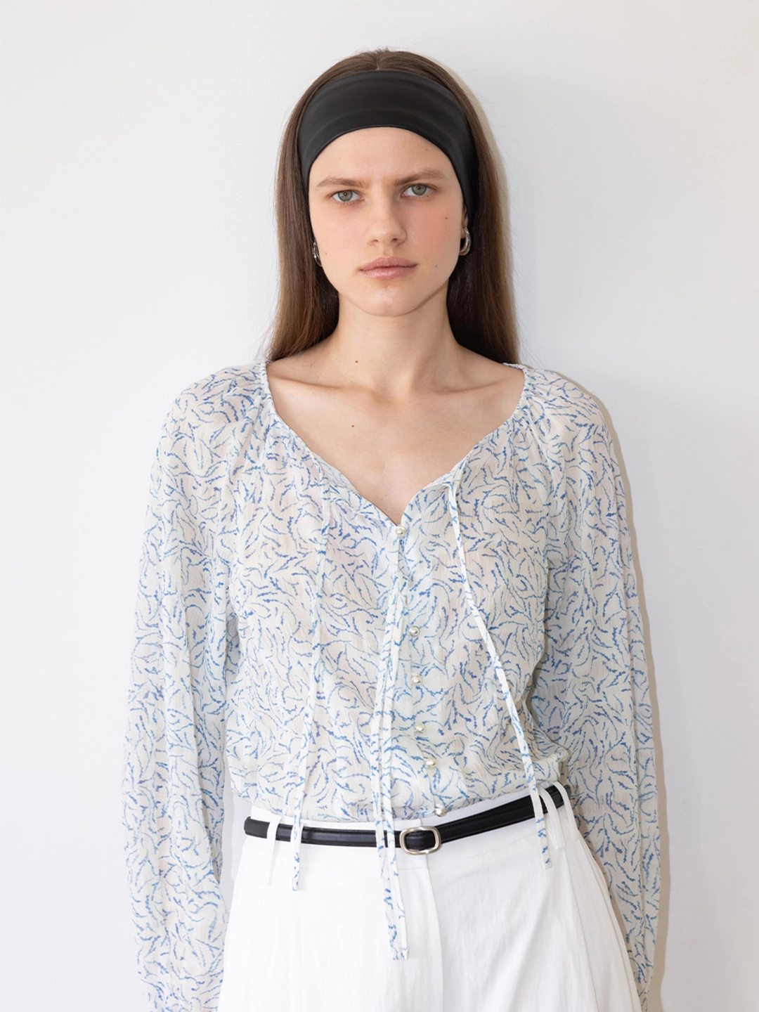 루에브르 Shirring See-through Blouse SW5XB637-22 상품 이미지 1
