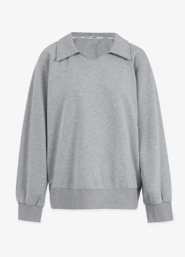  [44-120]  Cooper Open Collar Sweatshirt  쿠퍼 오픈 카라 스웻셔츠 (가을-데일리룩-데이트룩-출근룩-오피스룩-스웻셔츠-맨투맨-오픈카라-브이넥-속기모-빅사이즈-자체제작) 