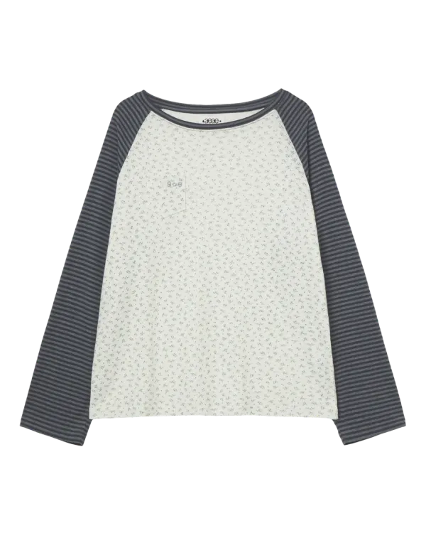 COZY FLOWER RAGLAN LONG SLEEVE [CHARCOAL]