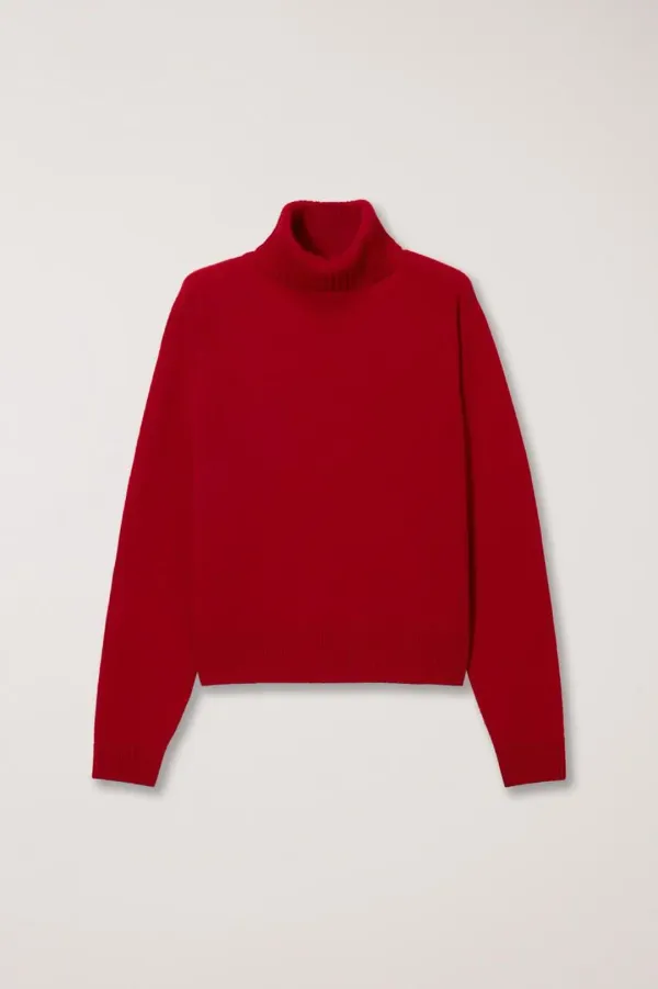 UNISEX ESSENTIAL WOOL TURTLENECK SWEATER RED