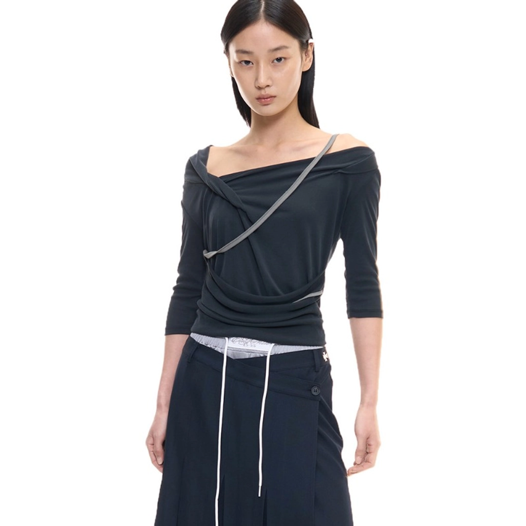 2000아카이브 CERETTI DRAPED TOP (CHARCOAL) 상품 이미지 2