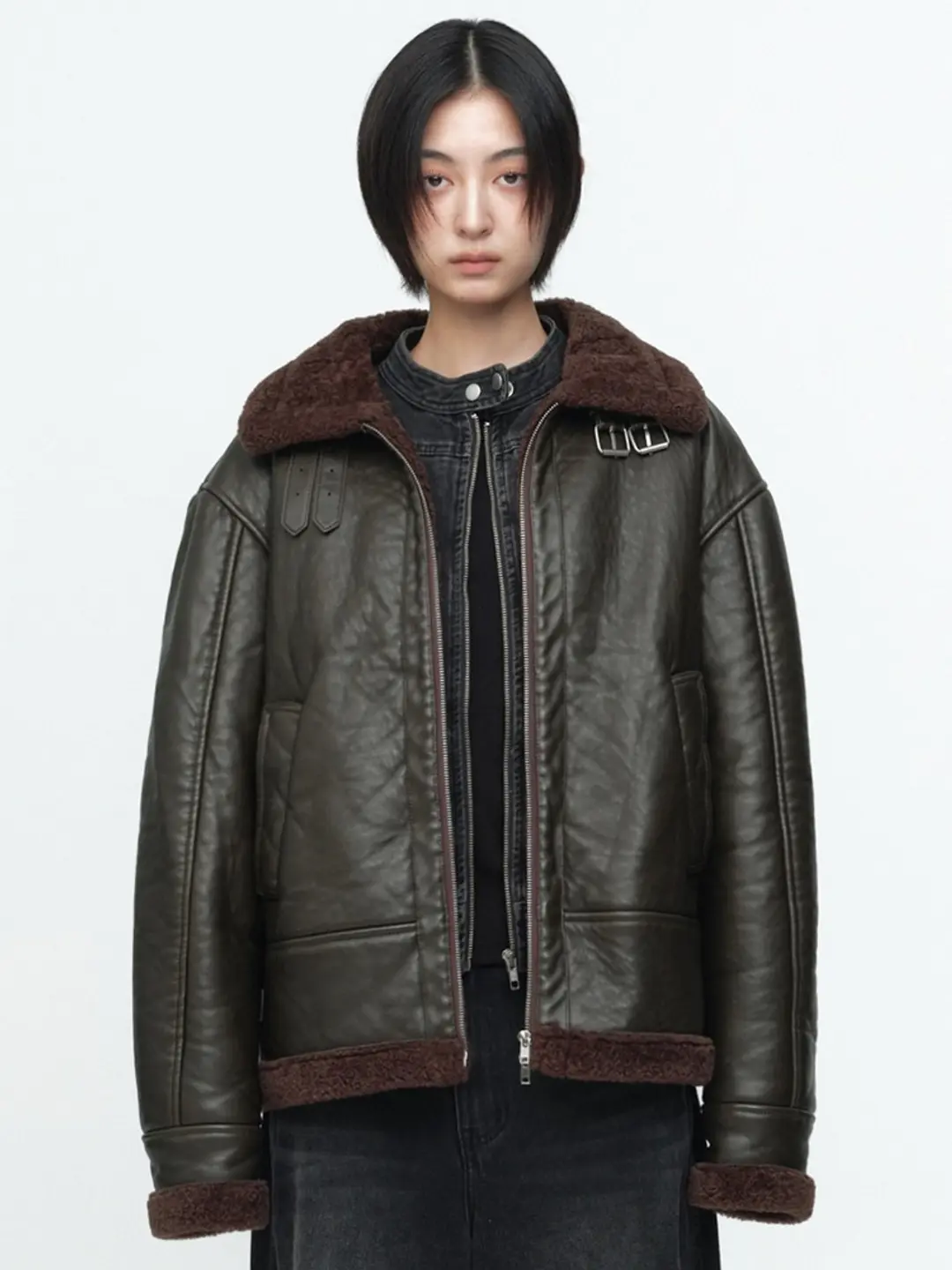 밀로 우먼 Washed Vegan Leather Mustang [Brown] 상품 이미지 1