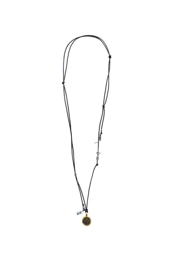 [ONLY ONE] ENGRAVED CIRCLE GEMSTONE NECKLACE