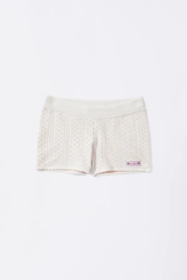 Eyelet Knit Shorts Ivory