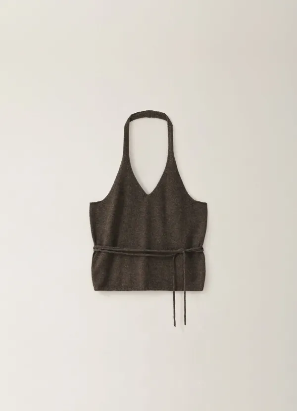 Halterneck String Knit Sleeveless - Brown