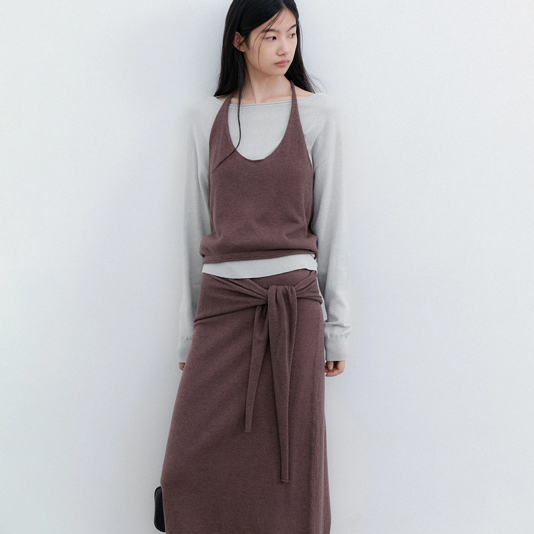 아뜰리에 나인 (SK-5130)WAIST TIED MAXI KNIT SKIRT SET UP 상품 이미지 1