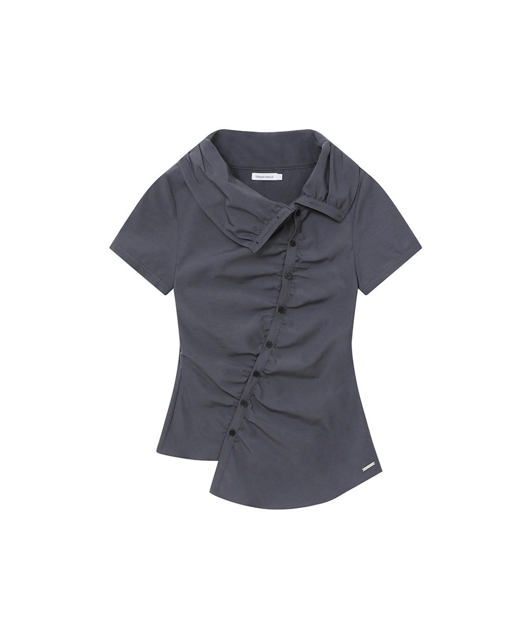 미세키서울 [레이 PICK] High neck shirring button shirt CHARCOAL 상품 이미지 1