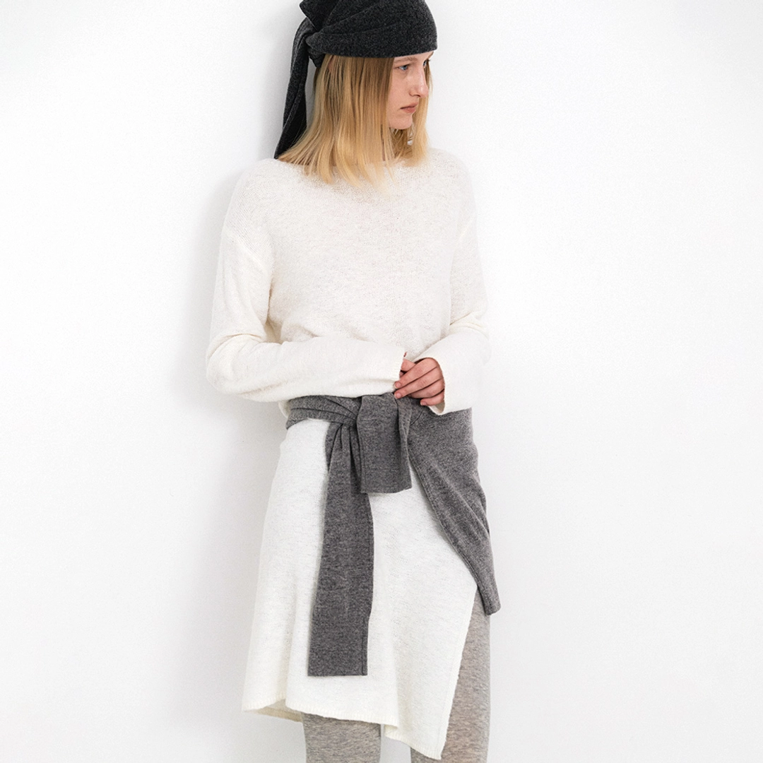 아뜰리에 나인 (OP-6312)BOAT NECK WOOL KNIT TOP&SKIRT SET S 상품 이미지 1
