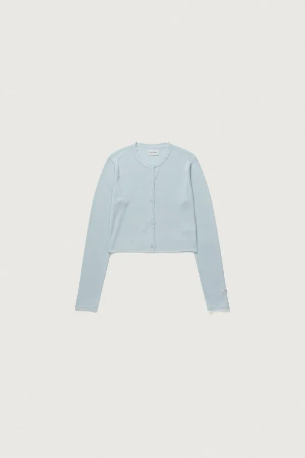 PETAL RIBBED CARDIGAN [SKY BLUE]