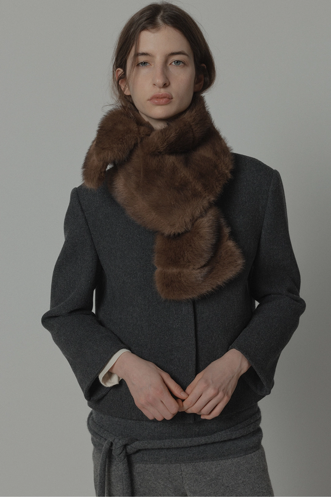 르917 WOOL BLEND COLLARLESS JACKET [GREY] 상품 이미지 2