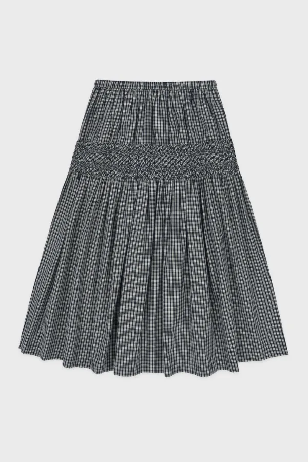 Sinoon Smocking Flared Skirt (Navy)