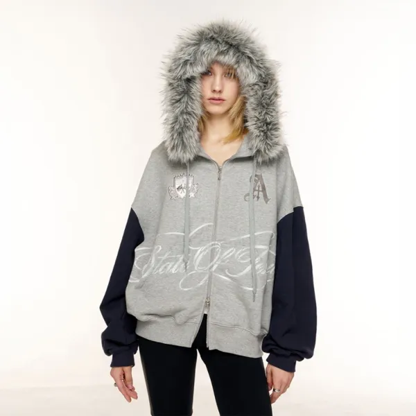 VARSITY ZIP HOODIE (GREY)