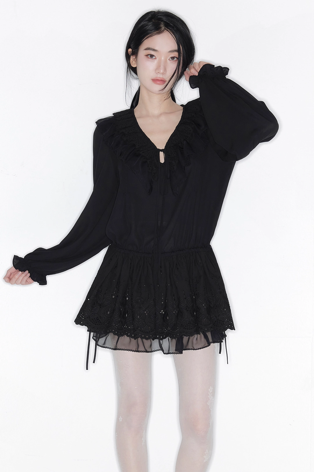 더티스 [2차] [Exclusive] PETAL BLOOM SCALLOP DRESS_TT6S602BK 상품 이미지 1