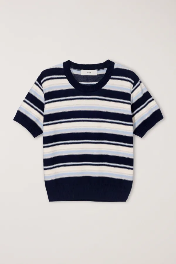 UNISEX STRIPED CREWNECK KNIT NAVY CREAM_UDSW6B129N2