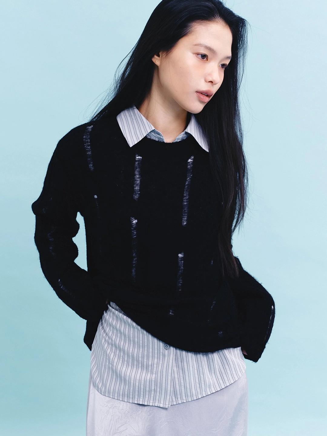 마가린핑거스 CABLE DAMAGE PULLOVER (BLACK) 상품 이미지 2