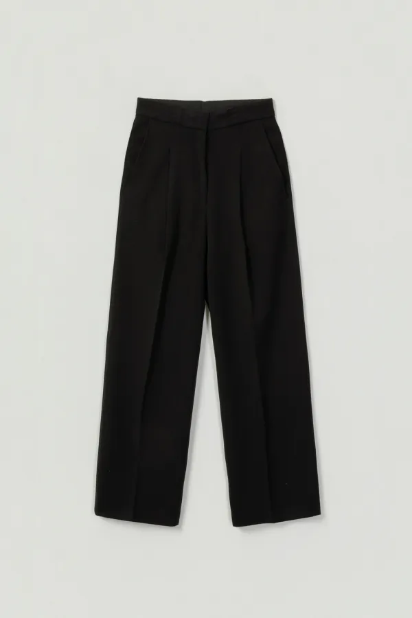 KIDDO PINTUCK WOOL TROUSERS_BLACK