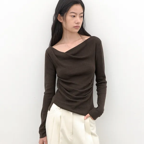 (T-7309)TUCK DETAIL DRAPE KNIT