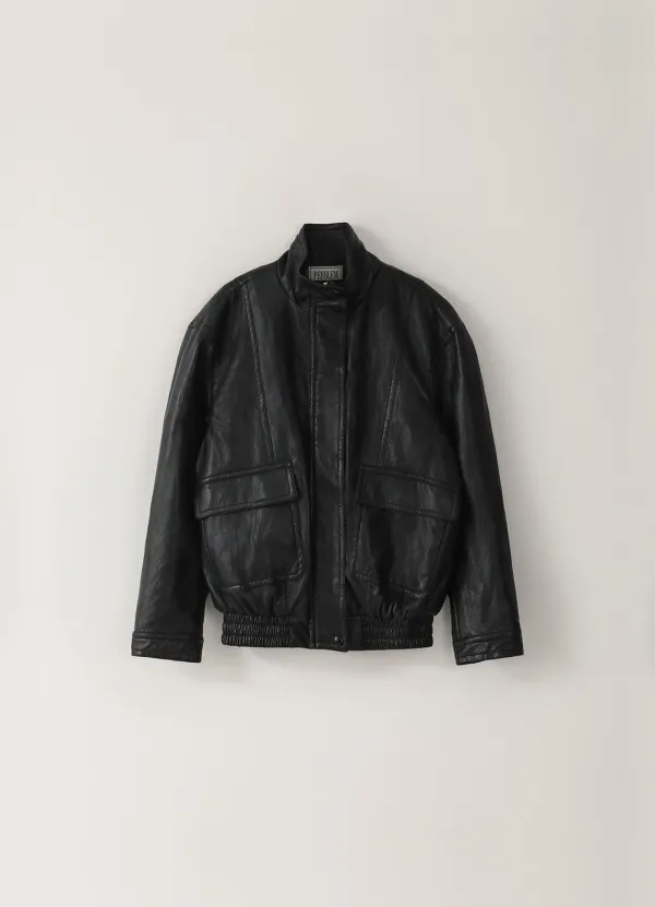 [Limited] Fake Leather Jacket  - Black
