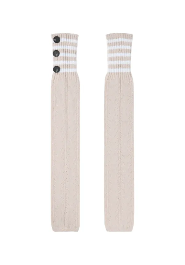 One-Side Button Leg Warmers [Oatmeal]