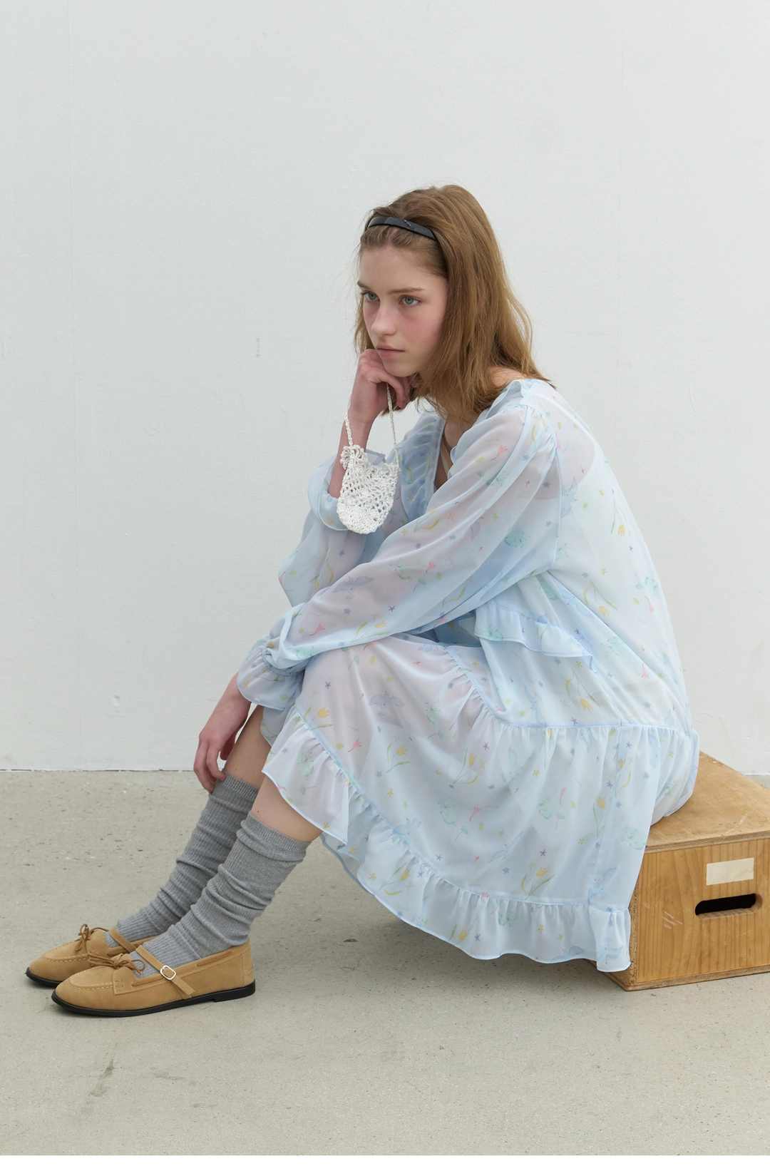 순수 Dreamy Chiffon Dress Blue 상품 이미지 1