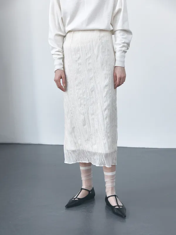 TVS WRINKLE LAYERED SKIRT_IVORY