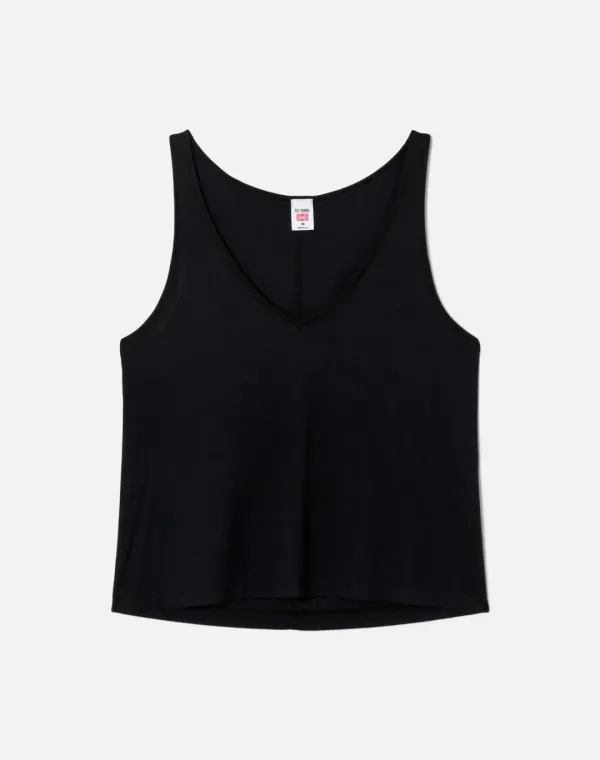 Hanes Slim V Neck Tank - Vintage Black