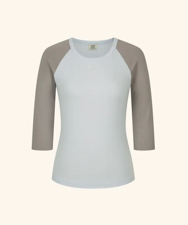Letters Raglan Label T-Shirt (Sky Blue)