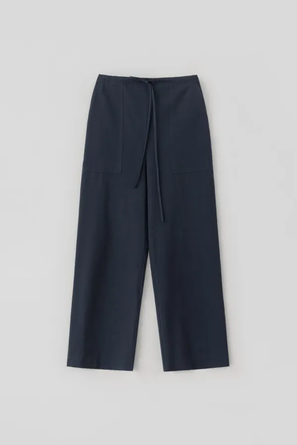 Drawstring Cotton Pants_Navy