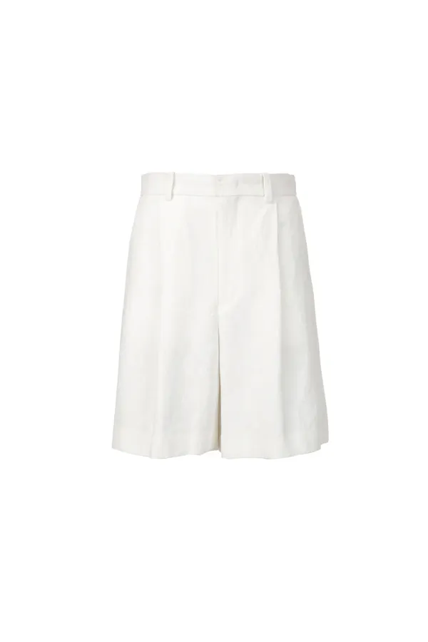 One Tuck Bermuda Shorts, White