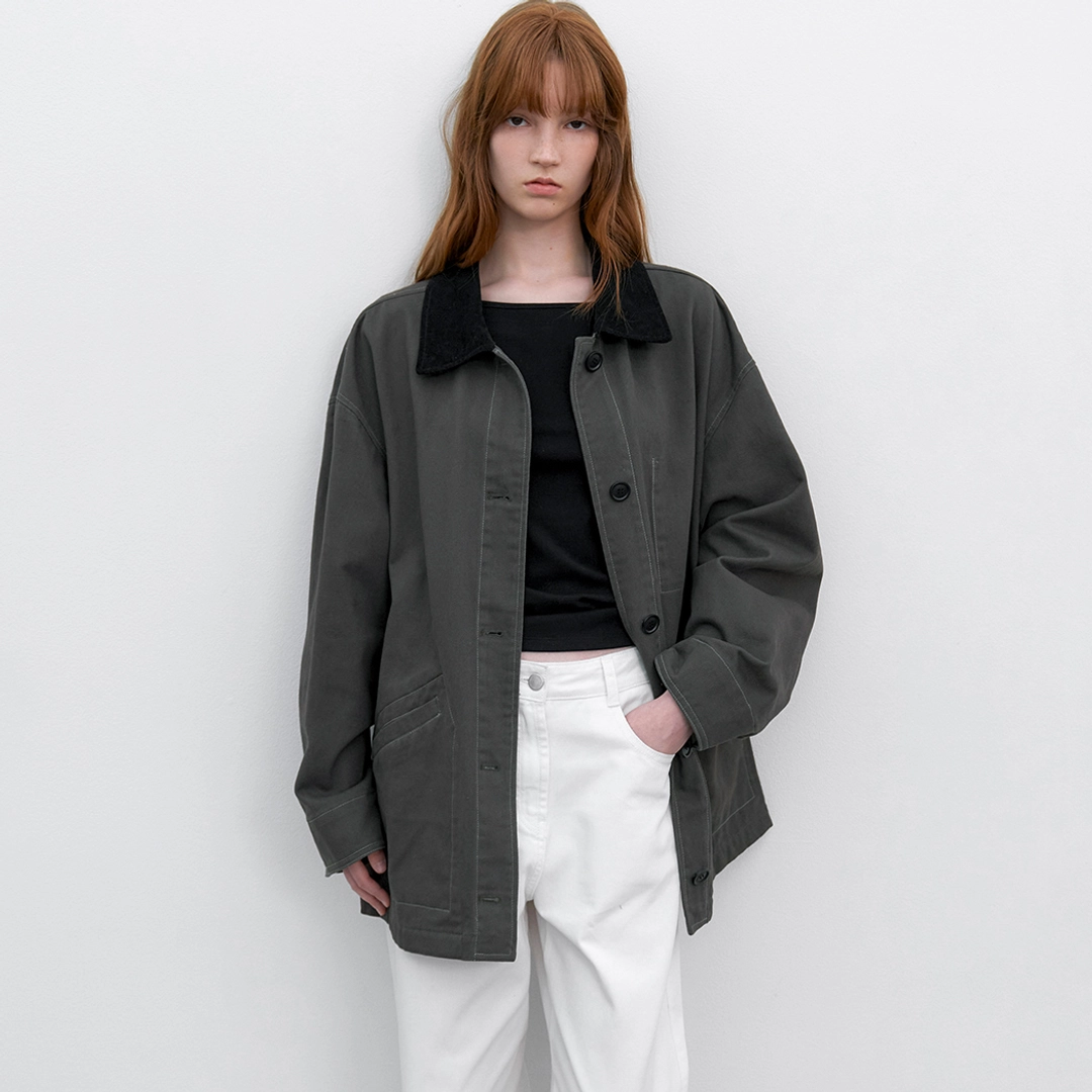 아뜰리에 나인 (CT-1483)STITCH COUDUROY COLLAR BARBUR JACKET 상품 이미지 1