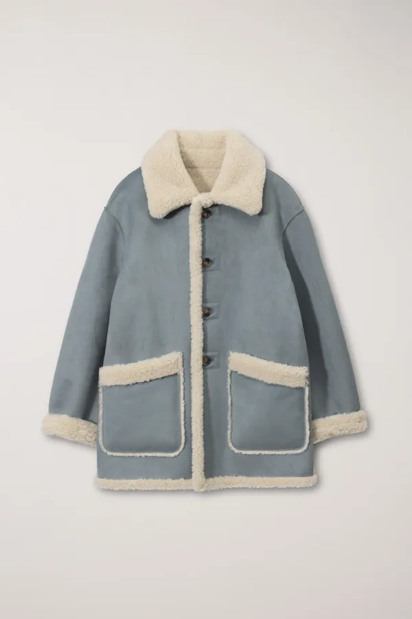 UNISEX REVERSIBLE SHEARLING JACKET SOFT BLUE
