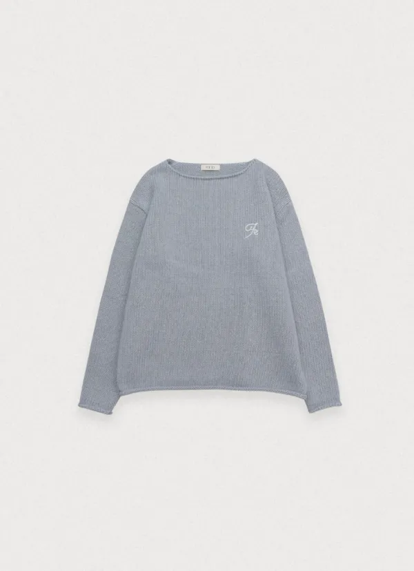 Crumble overfit mohair knit - watery blue