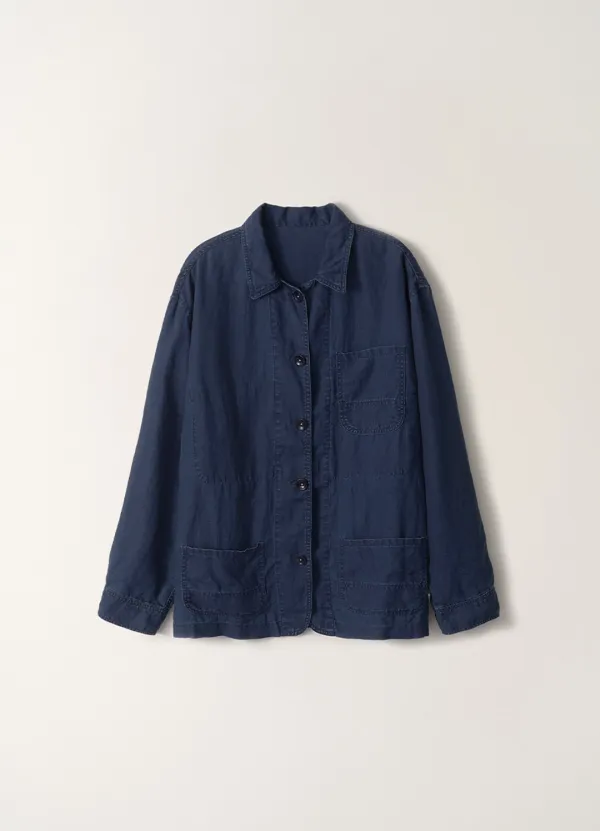 3RD / Plain linen jacket (Blue navy)