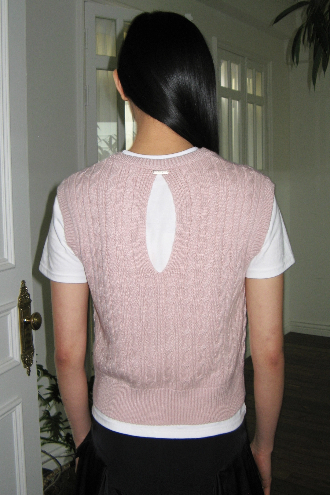 시눈 Fisher Slit Cable Knit Vest (Baby Pink) 상품 이미지 1