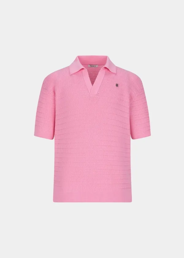 VINTAGE SKASHI KNIT POLO TOP - PINK
