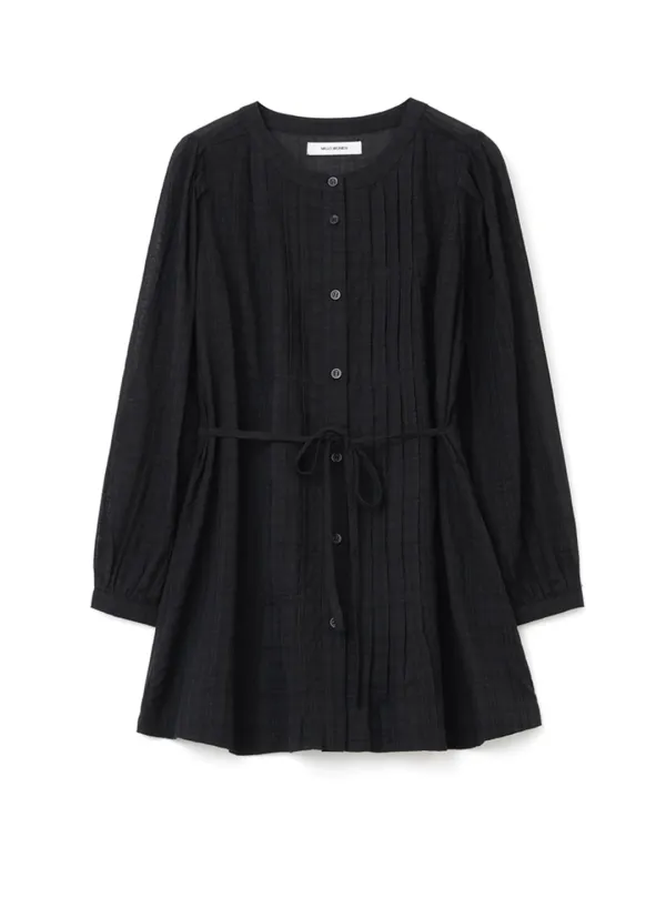 Tuck Pleats Puff Blouse [Black]