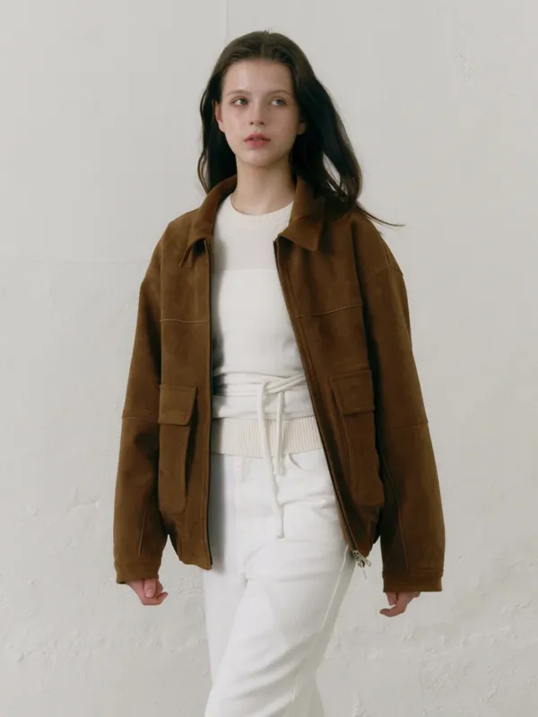 Suede Blouson Jumper Brown