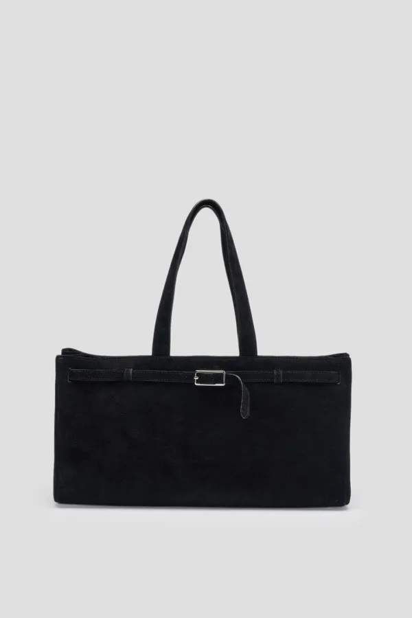 Suede Belt Tote Bag_black