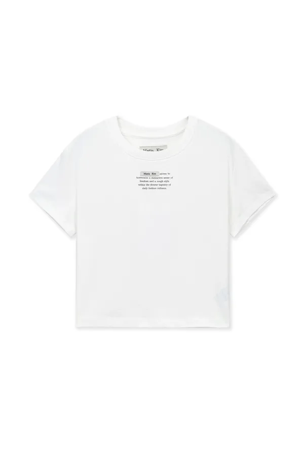 LABEL POINT LETTERING CROP TOP IN WHITE